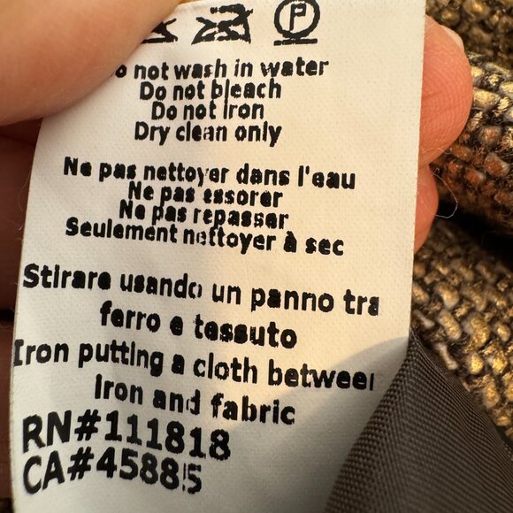 Michael Kors Womens Sheath tweed Dress Tan Metallic Pockets Short Sleeve - Sz 4 - Picture 6 of 9